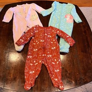 Baby girl lot of 3 onesie pajamas 6-9 months